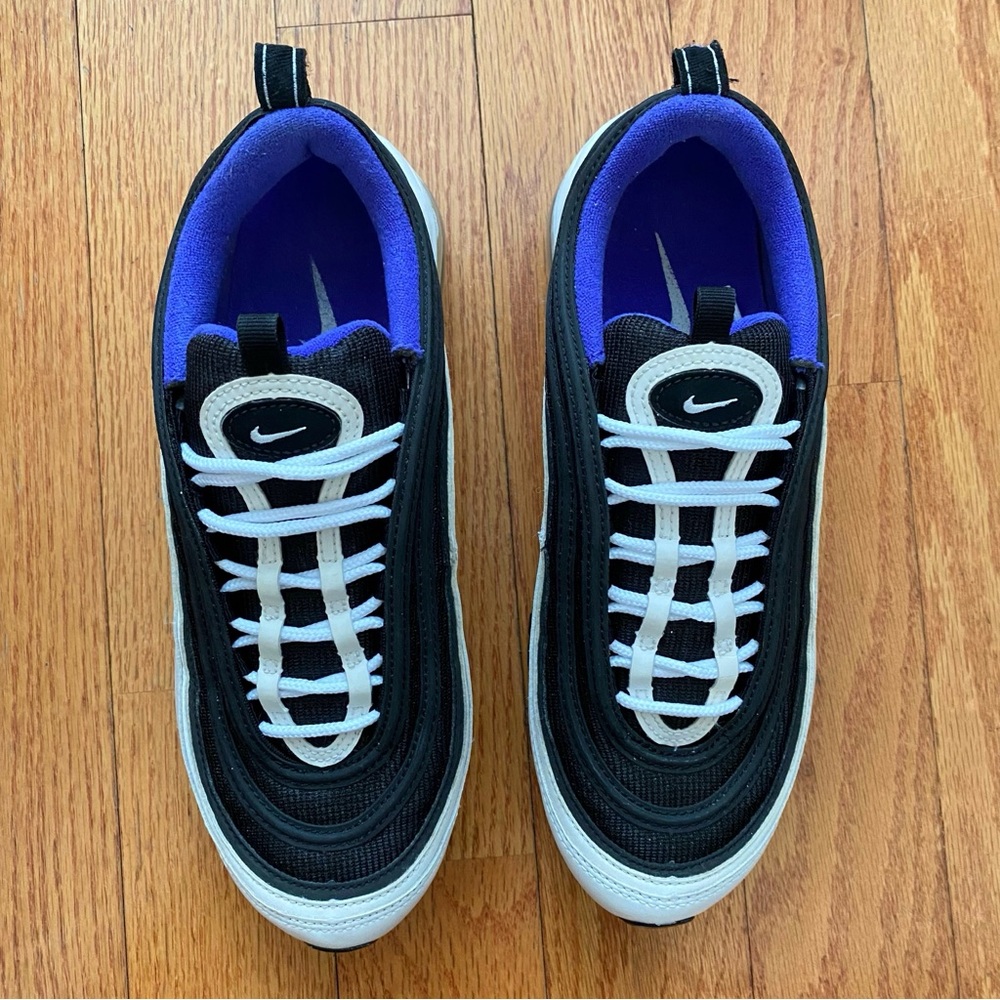 NIKE PERSIAN VIOLET BLUE WHITE BLACK AIR MAX 97 LACE UP CLEAR TUBE SNEAKERS - Picture 3 of 11
